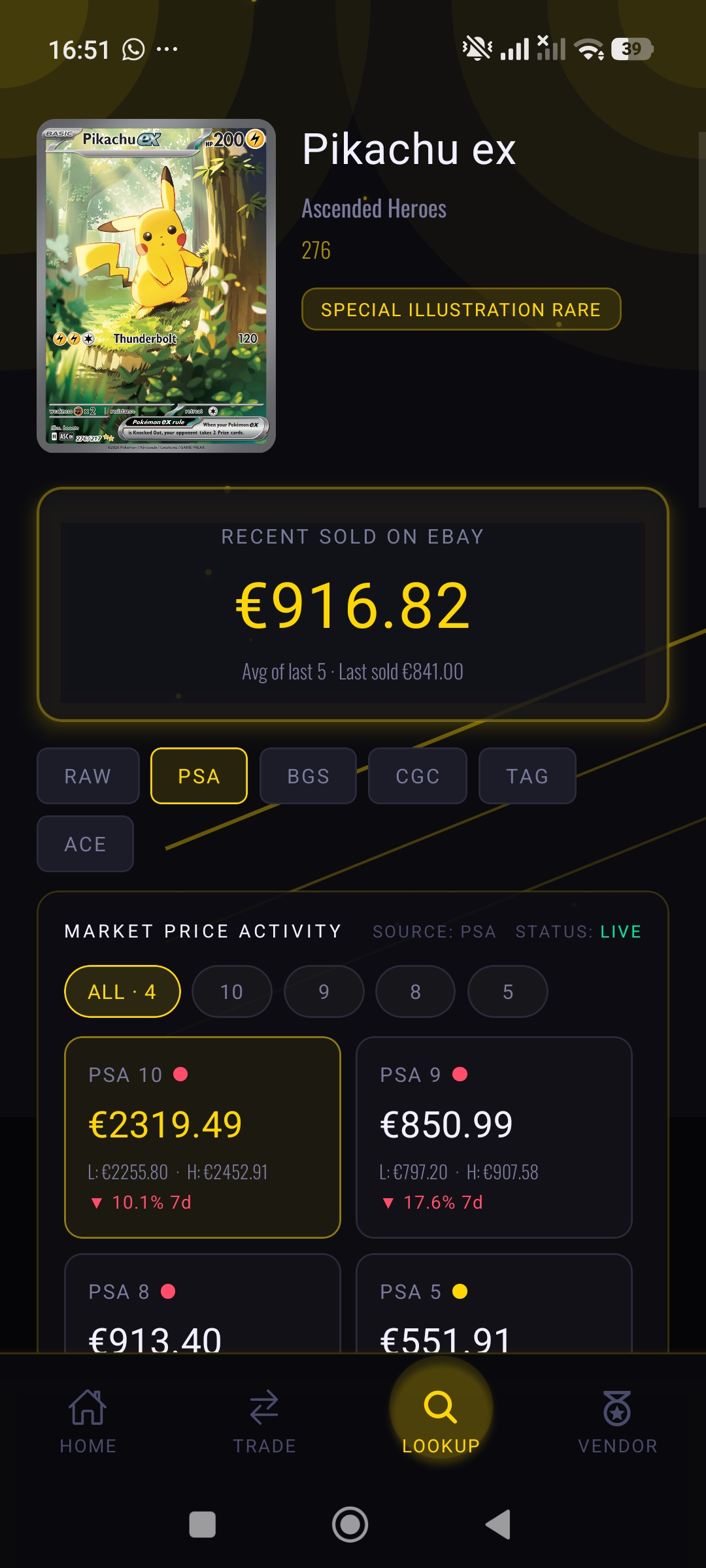 MarketDex price lookup